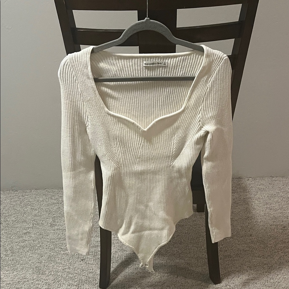 Abercrombie & Fitch Cream Ribbed Bodysuit